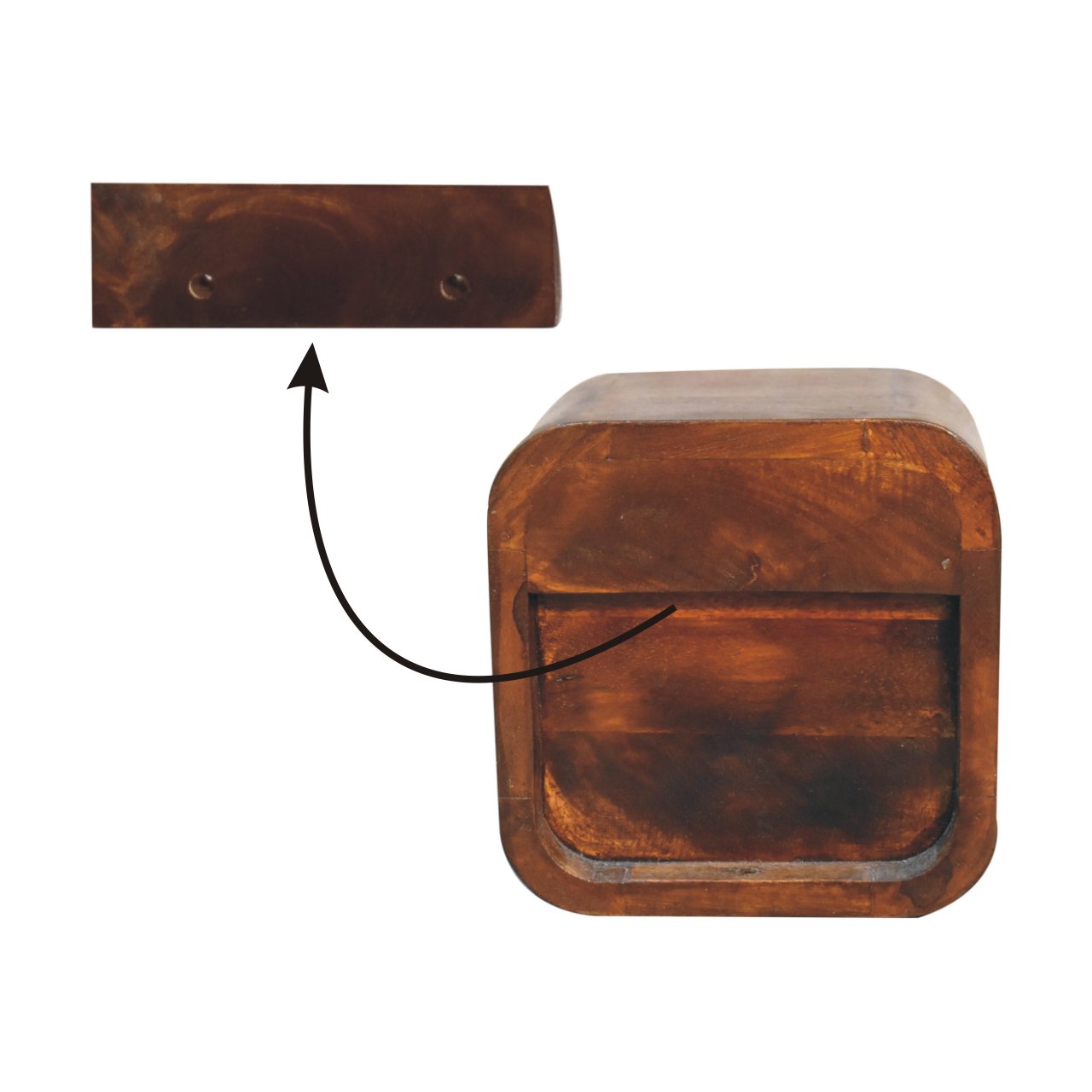 Bedside with Open Slot - Extra Mini Curved Chestnut