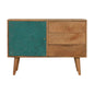 Cabinet with Drawers - Acadia Teal by Maple Manor in mango wood with teal patterned door and three drawers