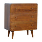 Chestnut Chest of Drawers - Curved by Maple Manor in solid wood, chestnut finish with three drawers and round knobs.