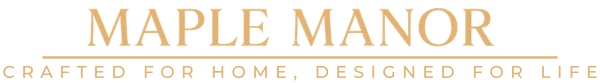 Logo of Maple Manor with tagline 'Crafted for home, designed for life' on a white background