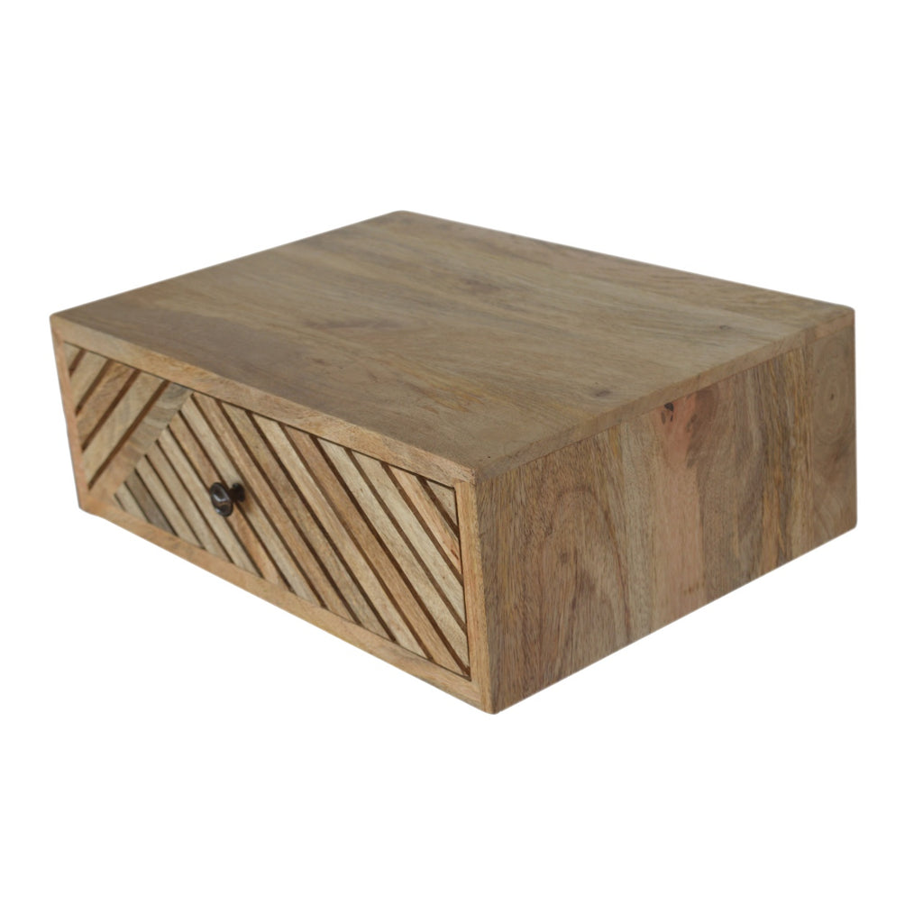 Floating Bedside - Line Carved
