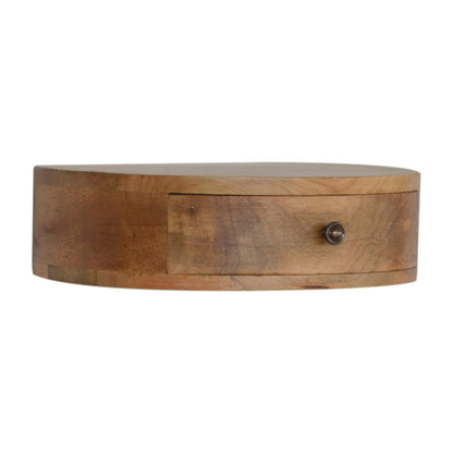 Wall Mounted Bedside Rounded Maple Manor wall bedside drawer in solid wood with round metal knob