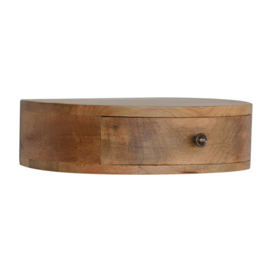 Wall Mounted Bedside Rounded Maple Manor wall bedside drawer in solid wood with round metal knob