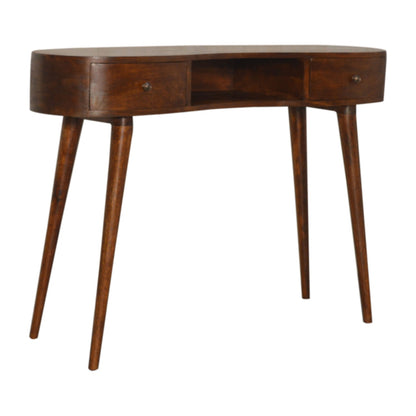 Chestnut Writing Desk Wave by Maple Manor console table solid wood in chestnut brown with two drawers