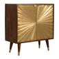 Cabinet Manila Gold by Maple Manor in solid wood with dark brown sides and gold ribbed doors