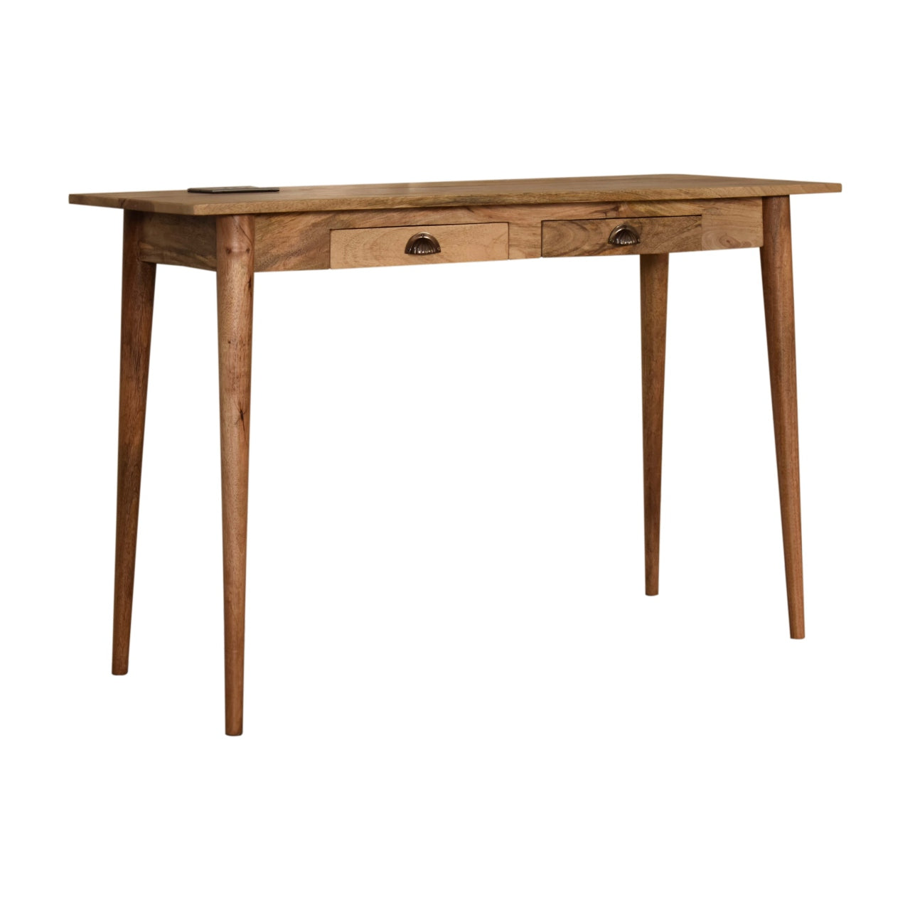Writing Desk 2 Drawer Cable by Maple Manor in solid wood with two drawers and exposed wood grain
