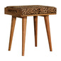 Leopard Footstool Velvet Tray Style by Maple Manor, solid wood legs and leopard-print upholstered top.