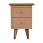 Bedside Blush Pink Hand Painted by Maple Manor bedside table with two drawers in solid wood legs