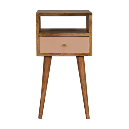 Bedside Mini Blush Hand Painted Maple Manor bedside table in blush pink drawer and solid wood frame