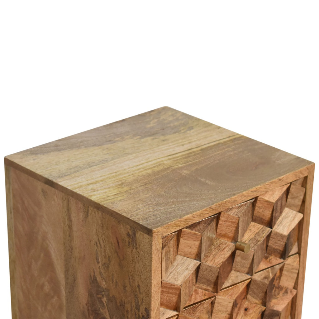 2 Drawer Bedside Mini Cube Carved