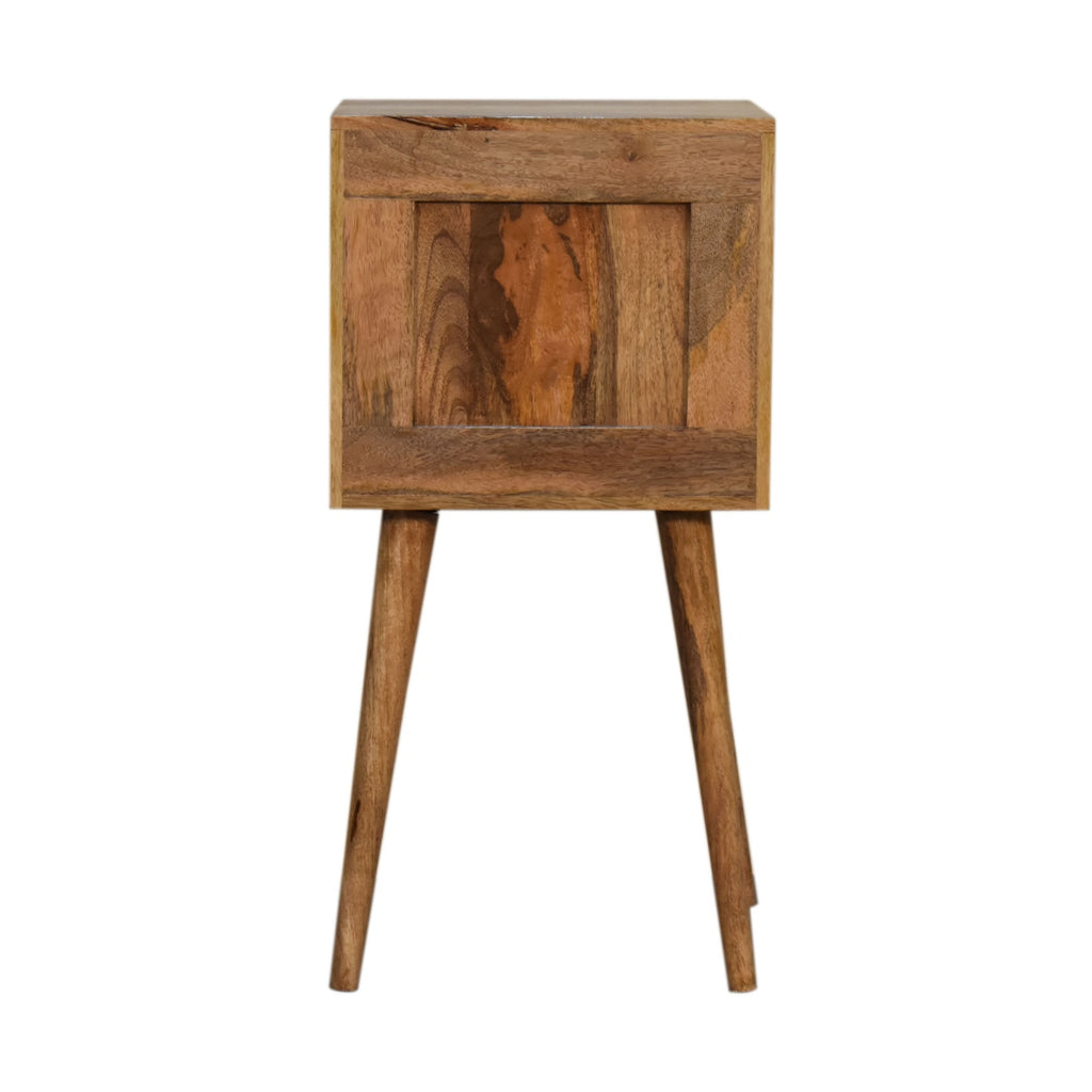 2 Drawer Bedside Mini Cube Carved