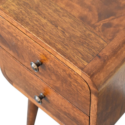Chestnut Bedside Mini Curved