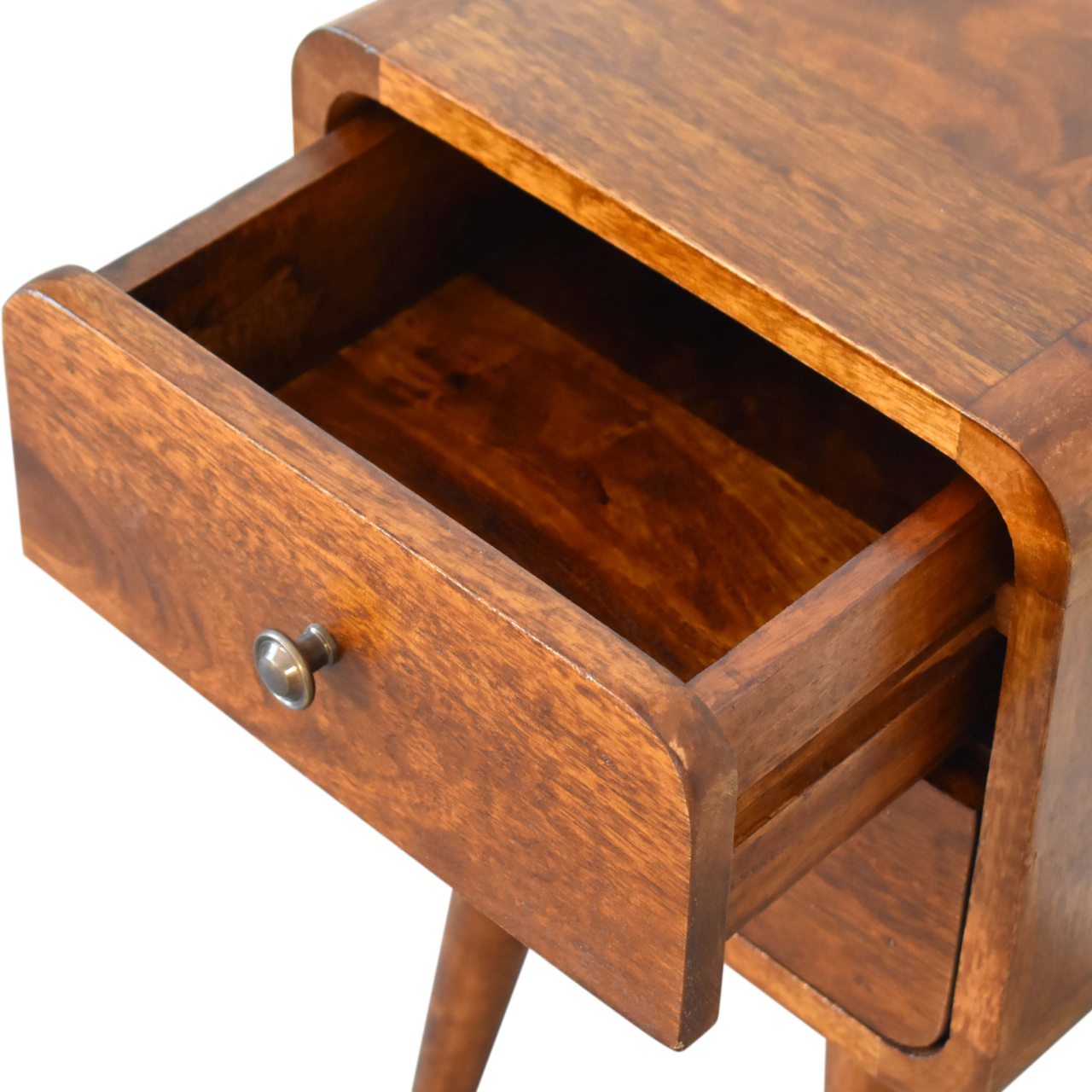 Chestnut Bedside Mini Curved