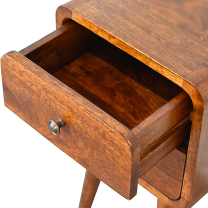 Chestnut Bedside Mini Curved