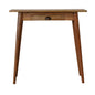 Mini Writing Desk Nordic Style Maple Manor desk with single drawer, carved knob, warm mango wood grain