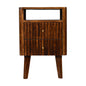 Bedside Reeve Maple Manor bedside table in solid wood with two drawers and brass knob details