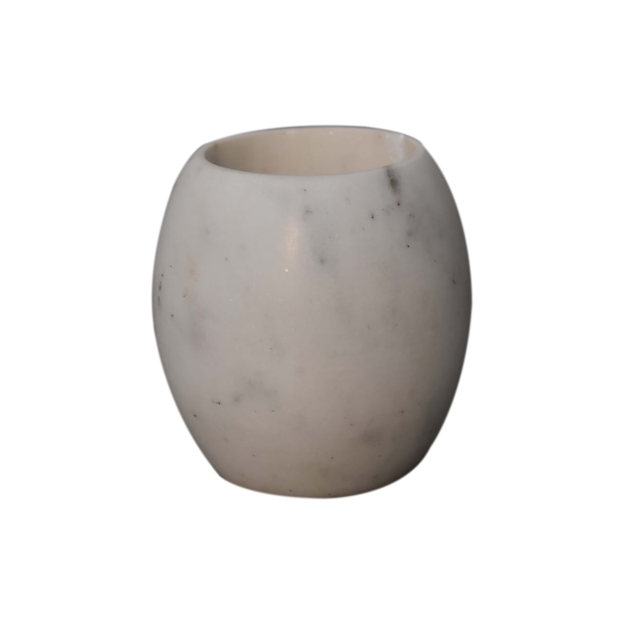 5-piece bathroom set is made of round polished white marble.