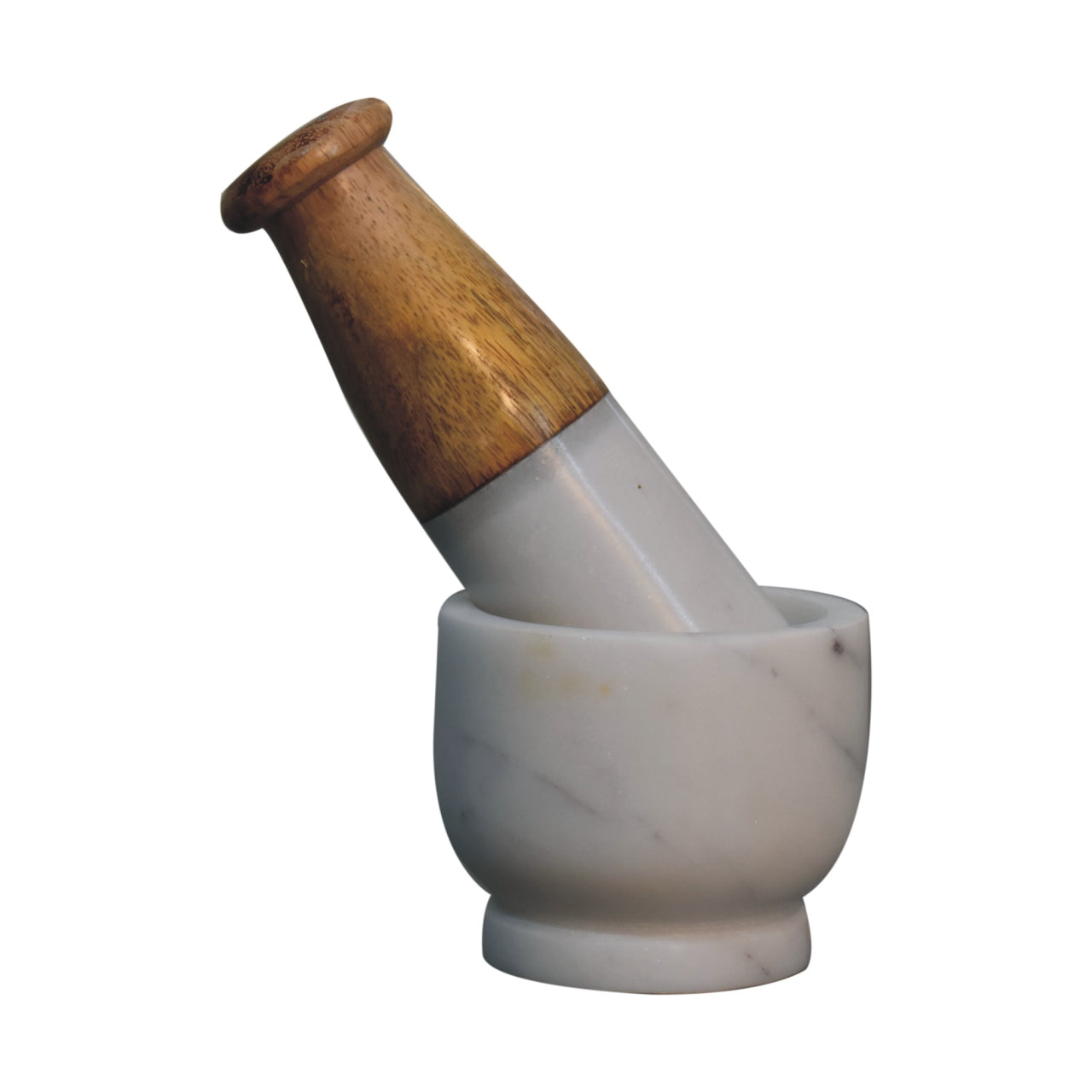 Small Marble Pestle and Mortar by Maple Manor with solid wood pestle and white marble bowl