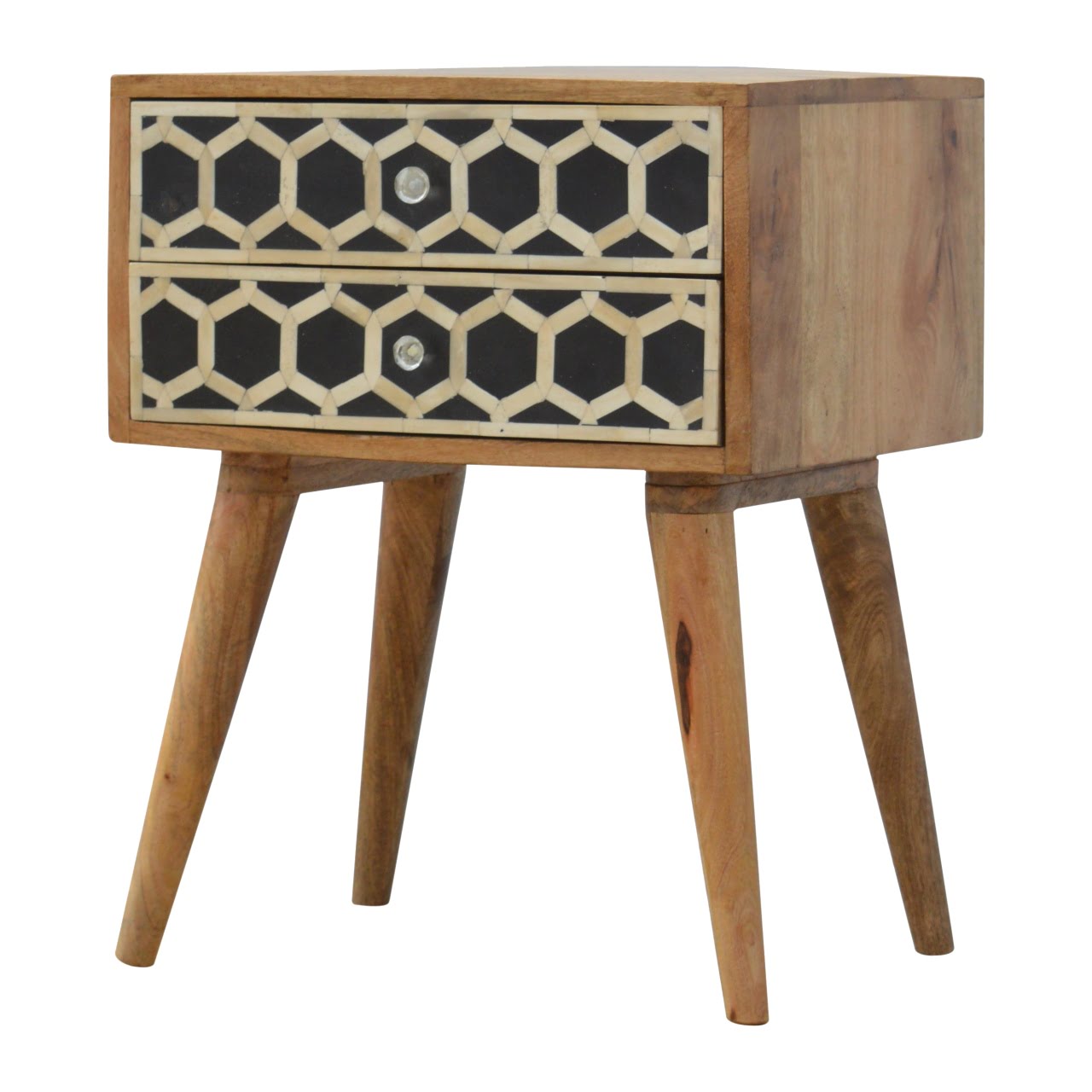 Bedside with 2 Drawers Bone Inlay