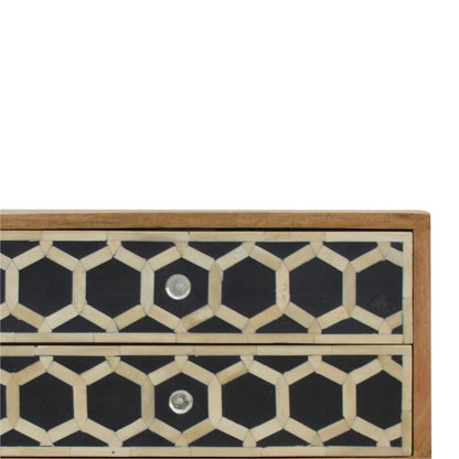 Bedside with 2 Drawers Bone Inlay