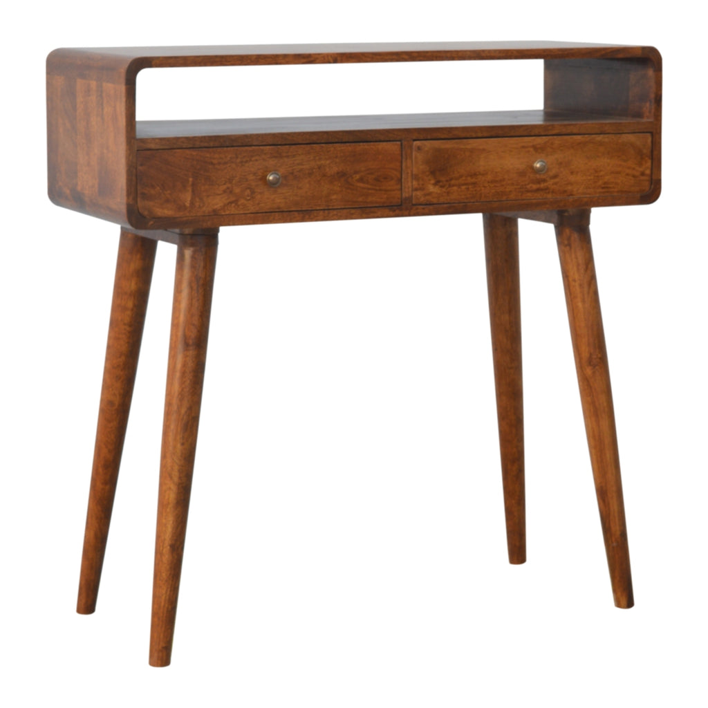Chestnut Console Table Curved