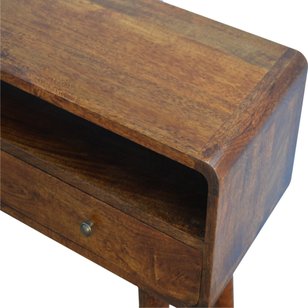 Chestnut Console Table Curved