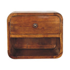 Wall mounted Bedside - Mini Curved Chestnut finish
