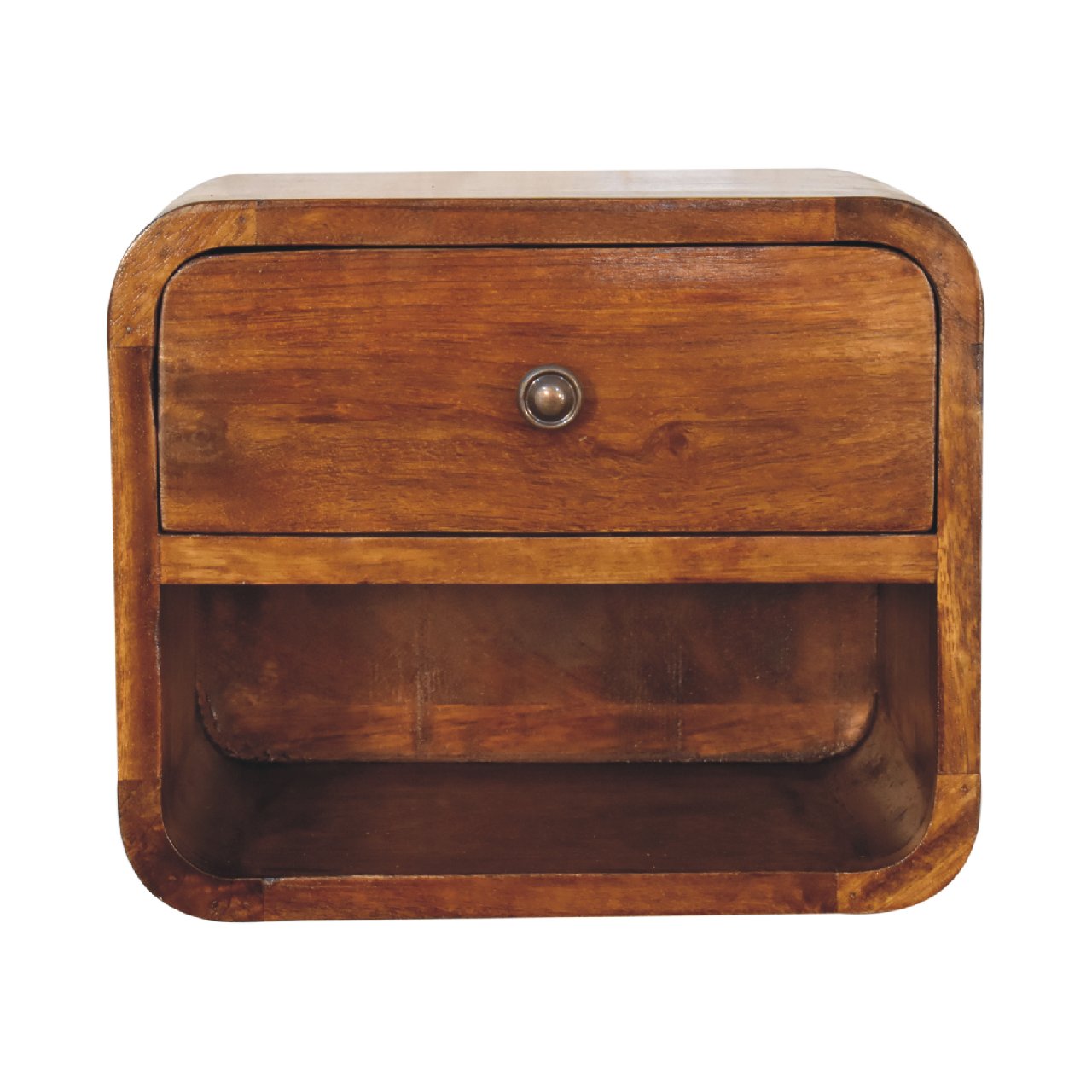 Wall mounted Bedside - Mini Curved Chestnut finish