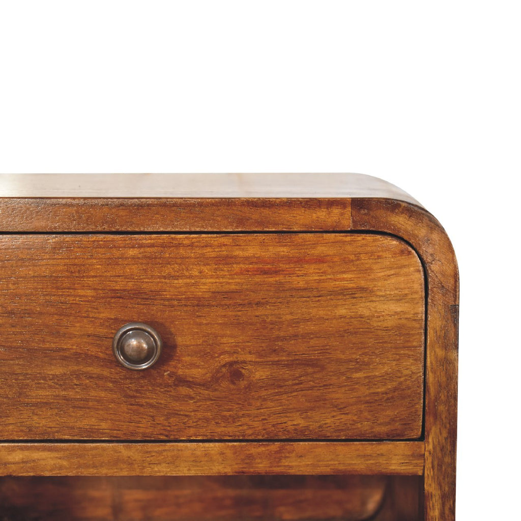 Wall mounted Bedside - Mini Curved Chestnut finish