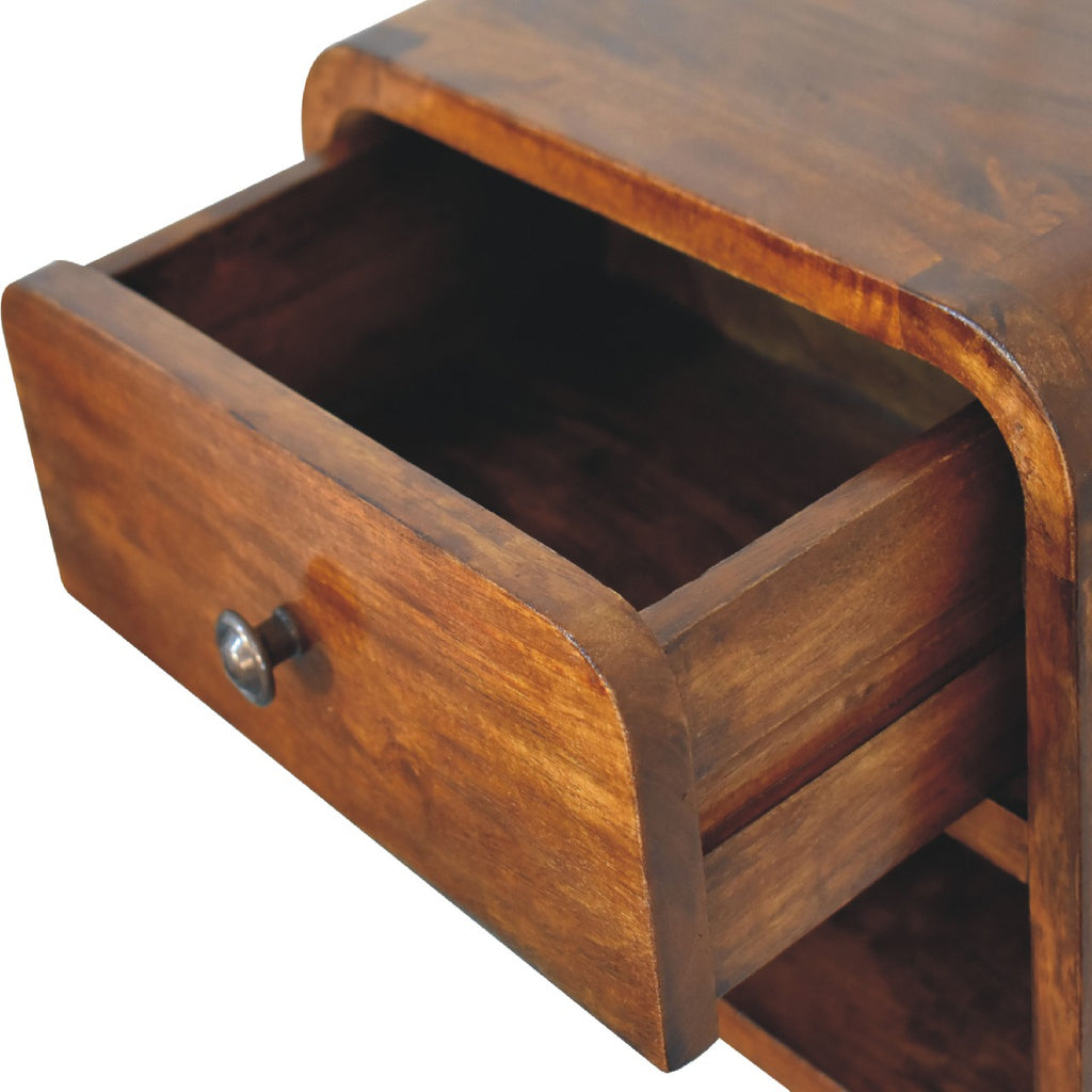 Wall mounted Bedside - Mini Curved Chestnut finish