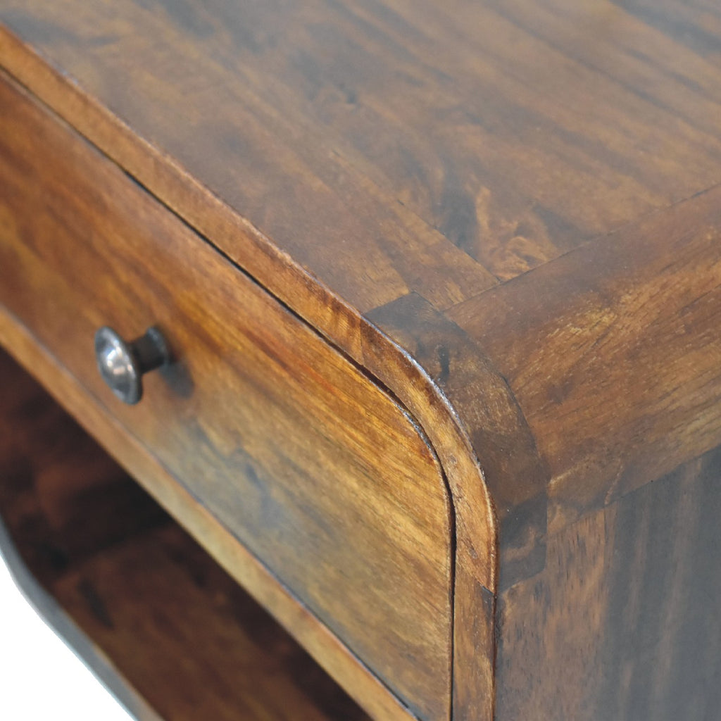 Wall mounted Bedside - Mini Curved Chestnut finish