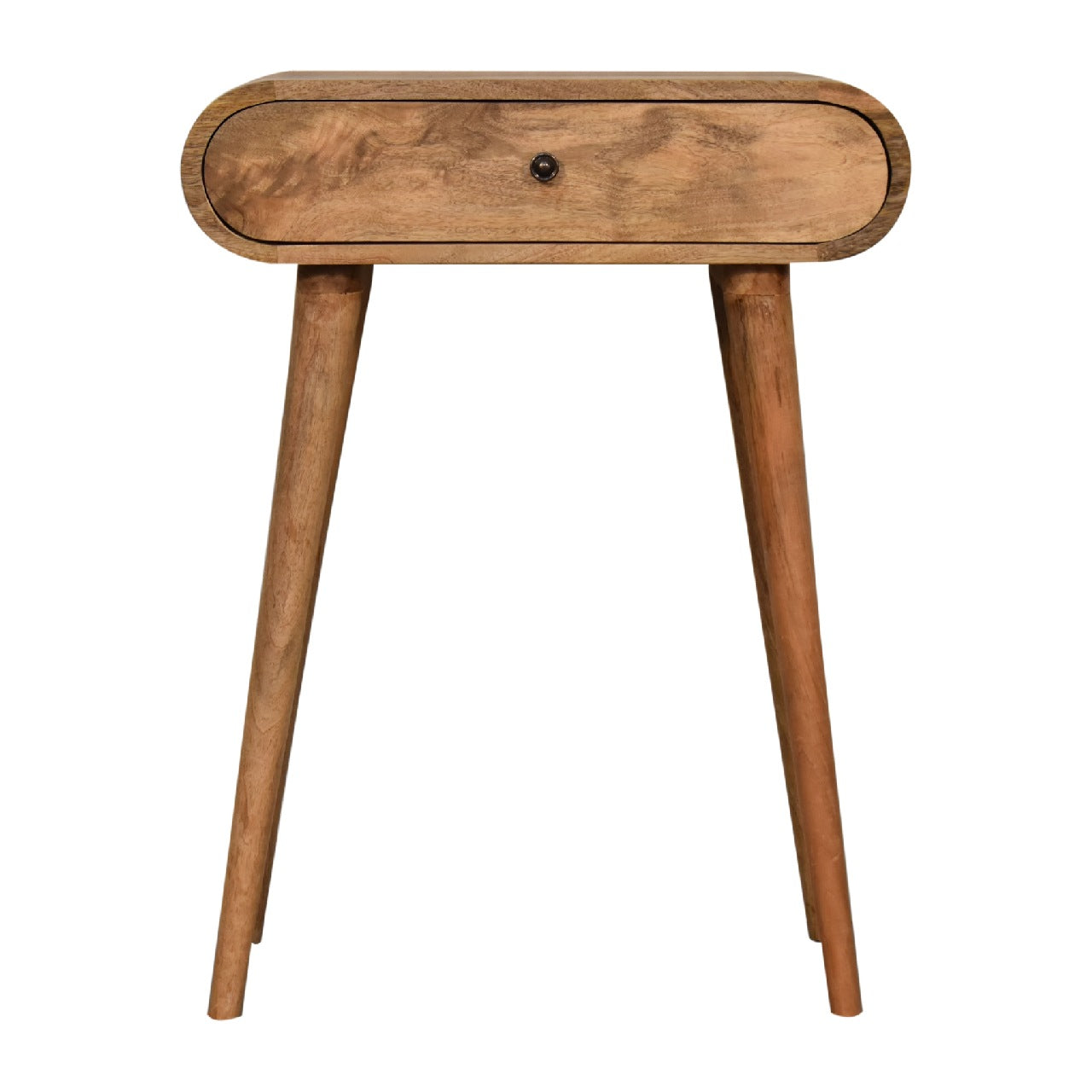 Console Table Mini London by Maple Manor in solid wood, with oval drawer front and turned legs