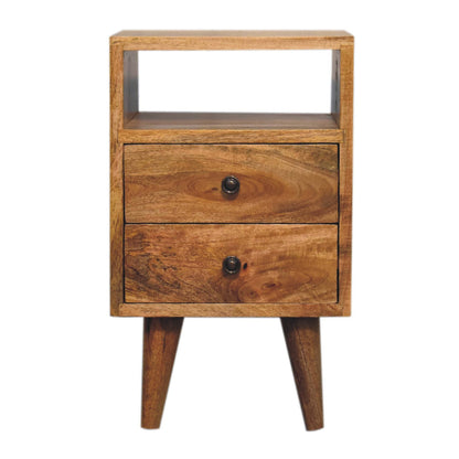 Mini Oak-ish Bedside Classic Open by Maple Manor solid wood bedside table with drawer and open shelf