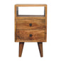 Mini Oak-ish Bedside Classic Open by Maple Manor solid wood bedside table with drawer and open shelf