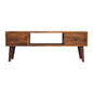 Chestnut Coffee Table Classic by Maple Manor, solid wood with two drawers and center shelf.