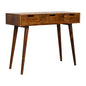Chestnut Vanity - Foldable Mirror Table by Maple Manor in solid wood with three drawers