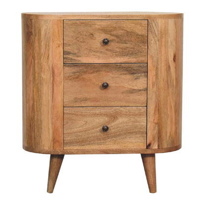 Oak-ish Cabinet Mini by Maple Manor in solid wood with three drawers and round knobs—natural grain