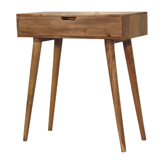 Oak-ish Dressing Table Mini by Maple Manor in solid wood with a single drawer and angled legs