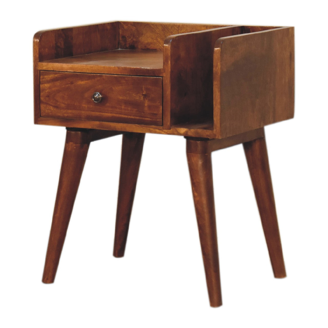 Chestnut Bedside Table - Mango Wood by Maple Manor, chestnut mango wood bedside table with one drawer