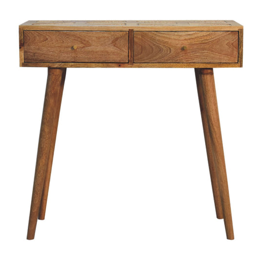 Console Table - Larissa Aztec by Maple Manor mango wood console with two drawers and tapered legs