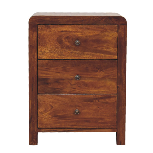 3 Drawer Bedside - Aspen by Maple Manor solid wood bedside table in warm brown with three drawers