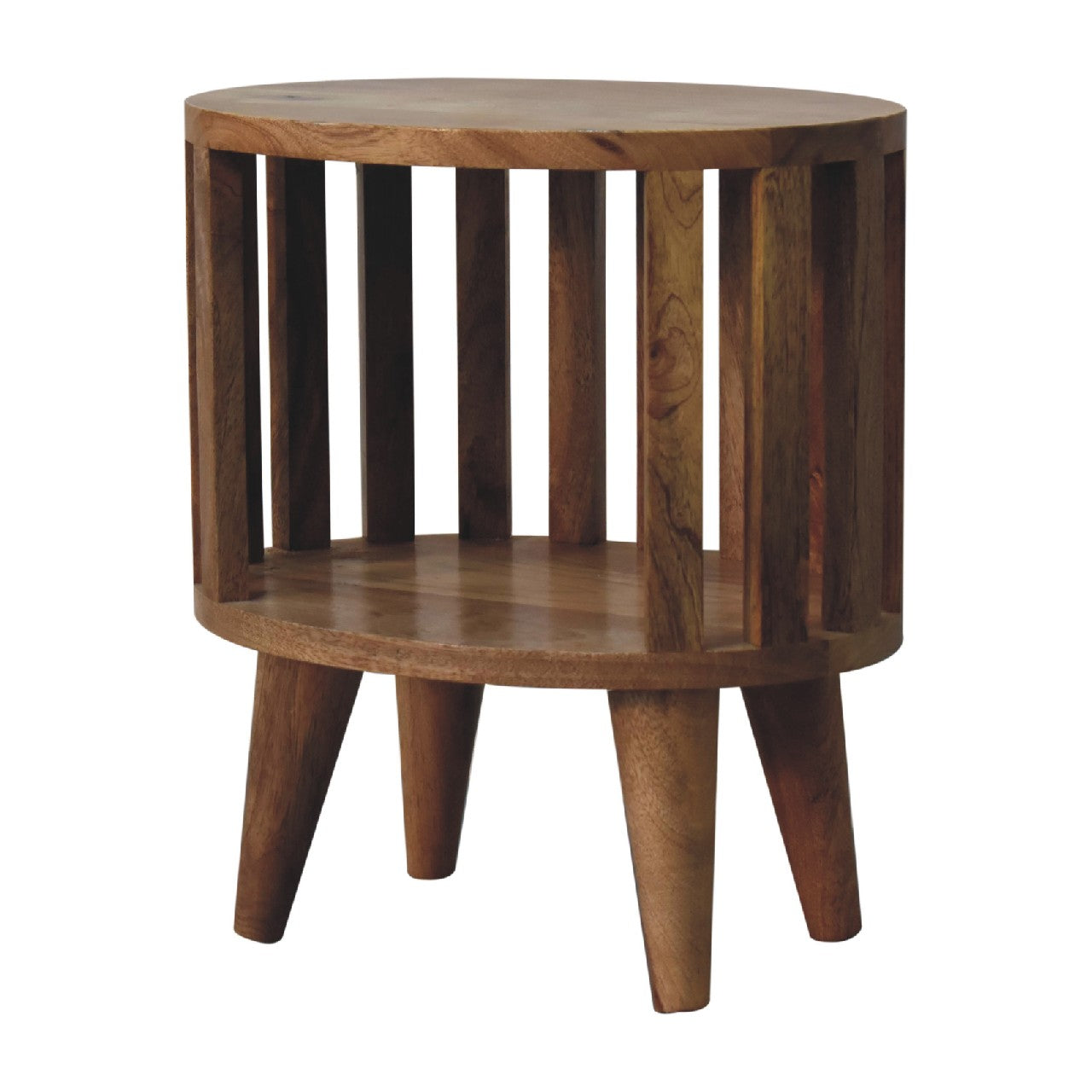 Bedside Ariella Single Shelf by Maple Manor solid wood round bedside table with single shelf and turned legs