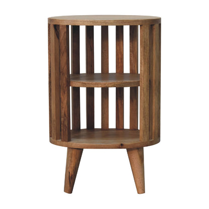 Oak-ish Bedside Ariella Double Shelf by Maple Manor solid wood bedside table with double shelves and turned legs