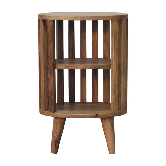 Oak-ish Bedside Ariella Double Shelf by Maple Manor solid wood bedside table with double shelves and turned legs