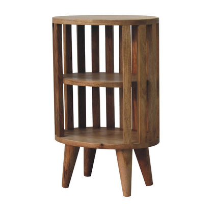 Oak-ish Bedside Ariella Double Shelf by Maple Manor, solid wood bedside table with two open shelves