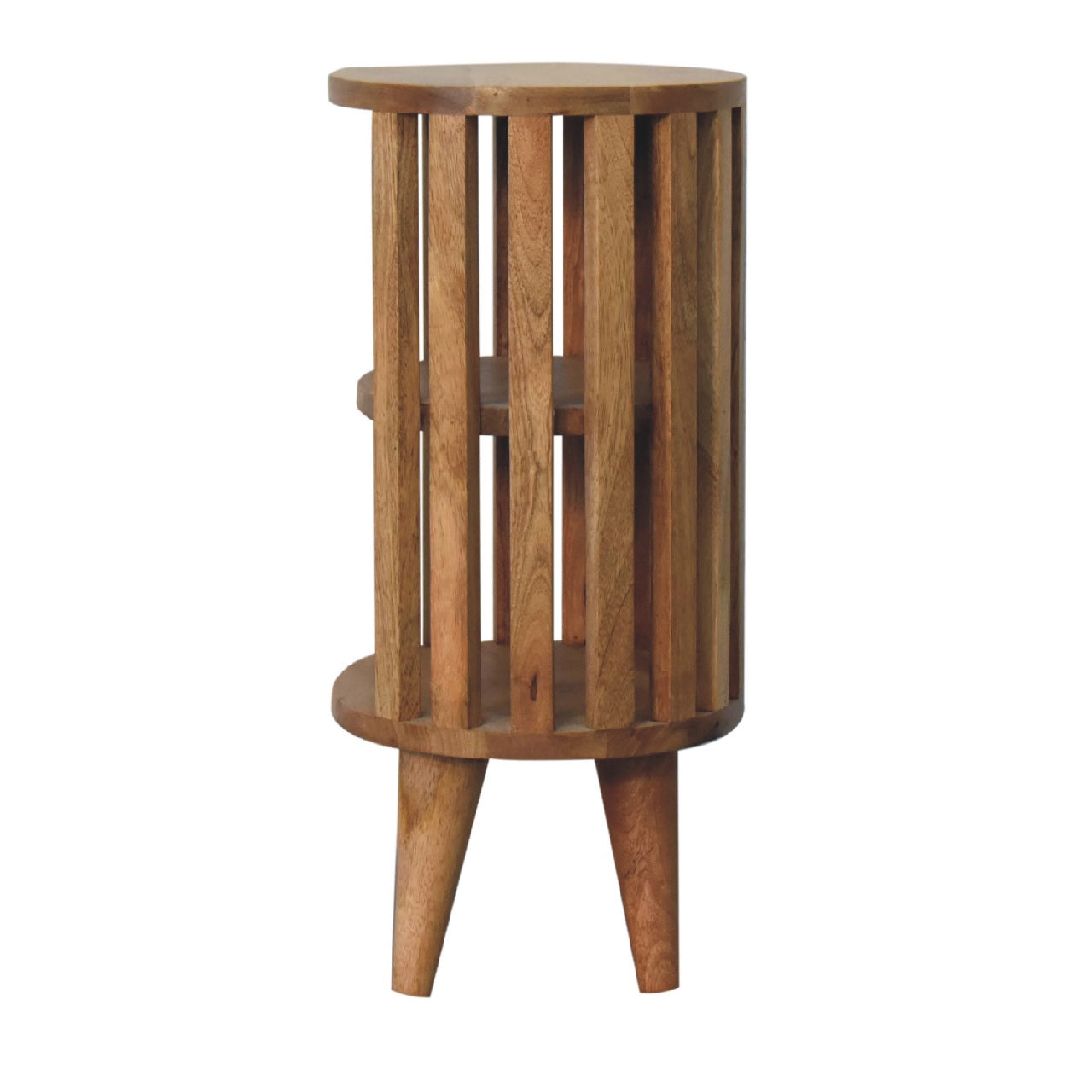 Oak-ish Bedside Ariella Double Shelf