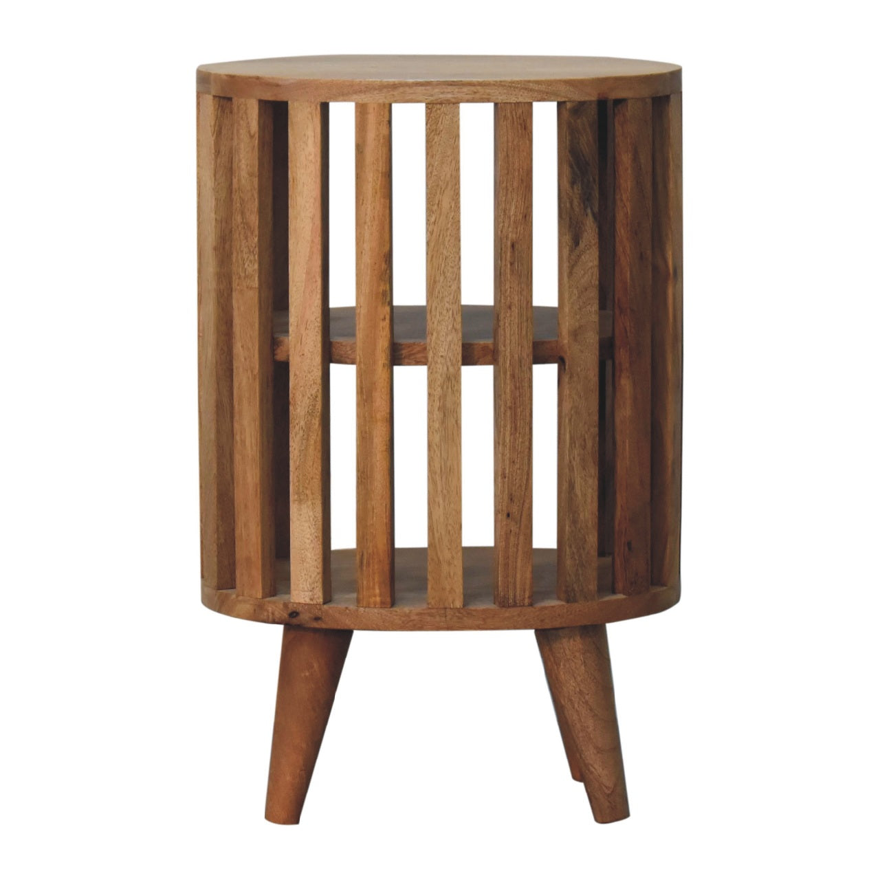 Oak-ish Bedside Ariella Double Shelf