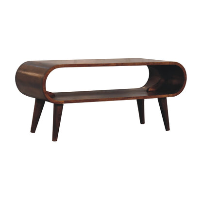 Coffee Table Amaya Nordic Style by Maple Manor, solid wood coffee table with curved barrel-like base
