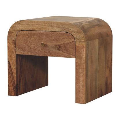 Bedside Solid Wood Darcy Maple Manor bedside table in solid wood mango wood with curved drawer front