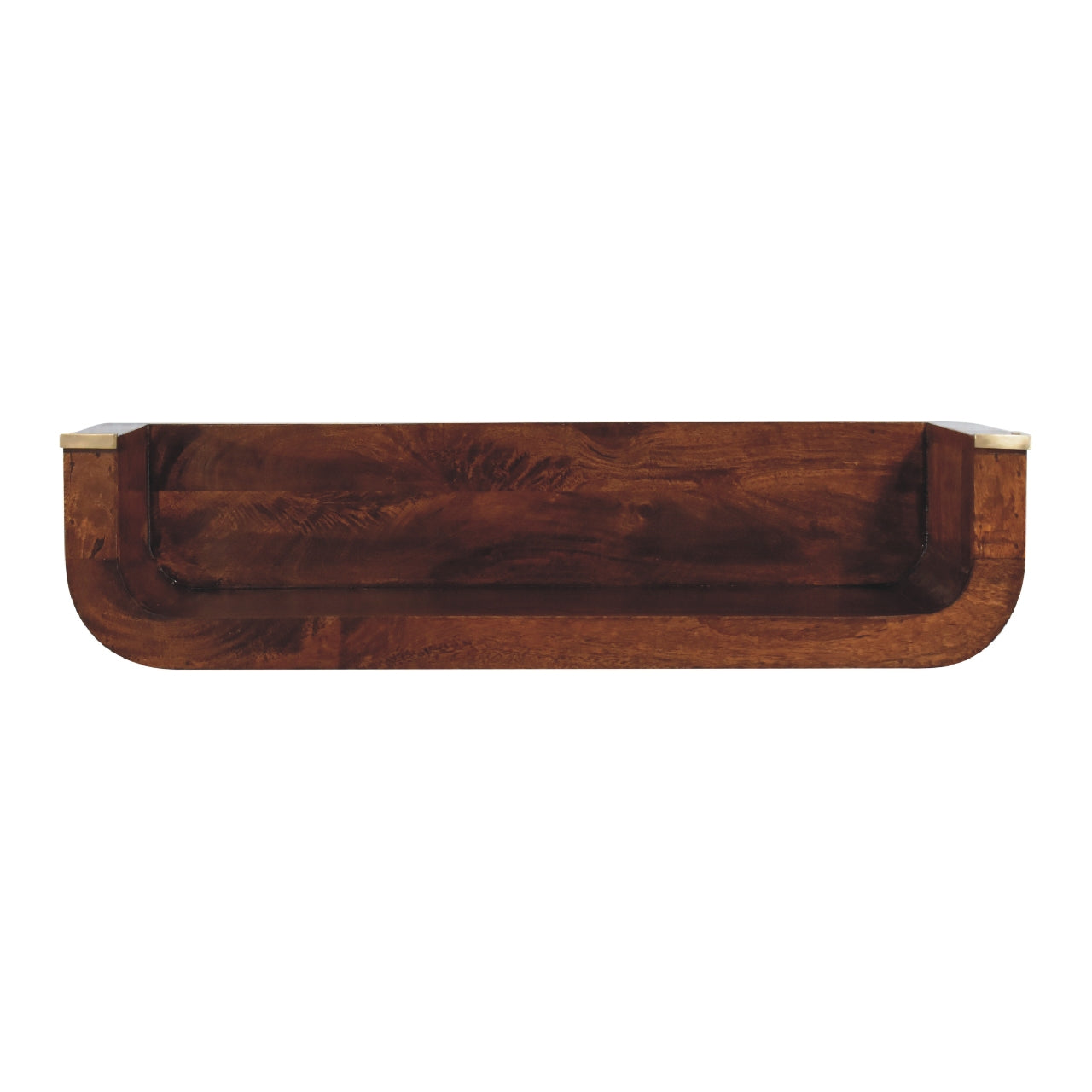 Chestnut Floating Console Indira by Maple Manor, solid wood wall mounted console in rich mango grain